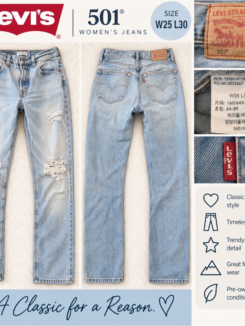 Levi's Light Blue Straight Leg Jeans